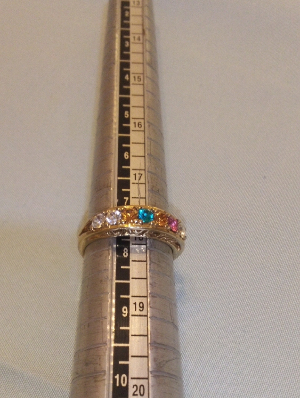 Gold Multi-Stone Women's Stackable Ring - Pink, Blue, Yellow, White - Picture 2 of 5